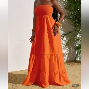 SHEIN Bold Orange Maxi Skirt